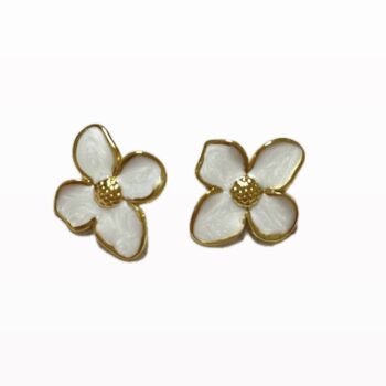 Orecchini Fiore Smaltato Bianco