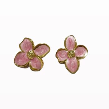 Orecchini Fiore Smaltato Rosa