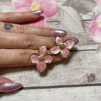 Orecchini Fiore Smaltato Rosa - immagine 4