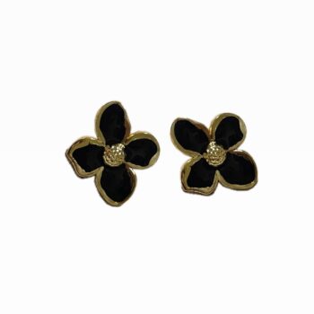 Orecchini Fiore Smaltato Nero